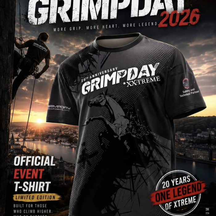 Grimpday 2026 Extreme technical rescue competition jersey mockup